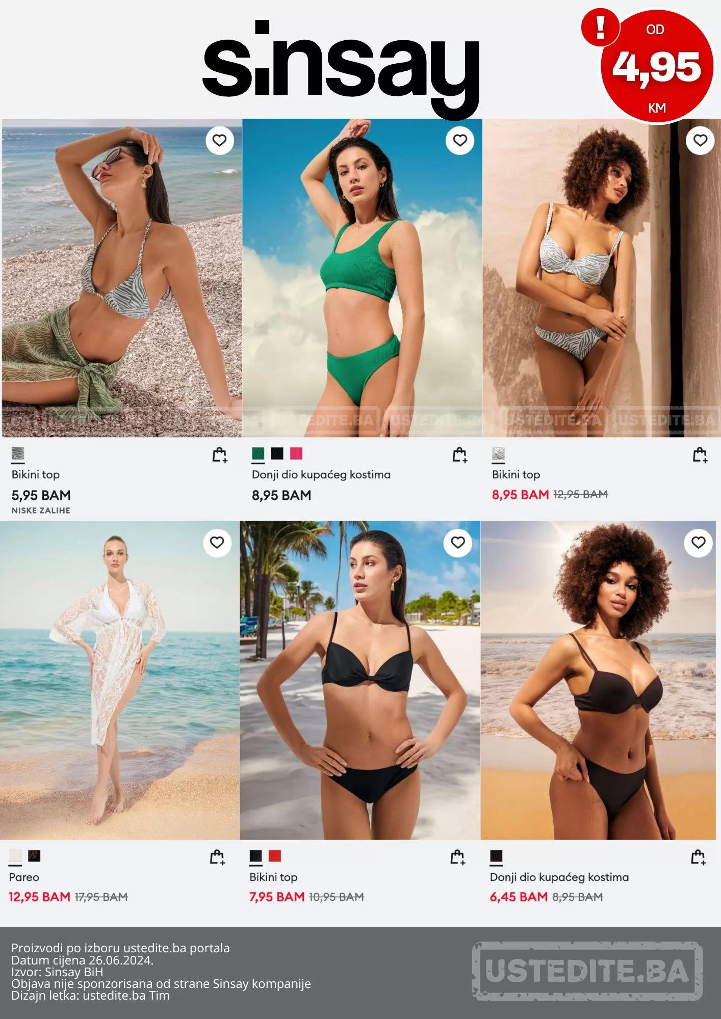 Sinsay KUPAĆI KOSTIMI već od 4,94 KM - juni 2024.