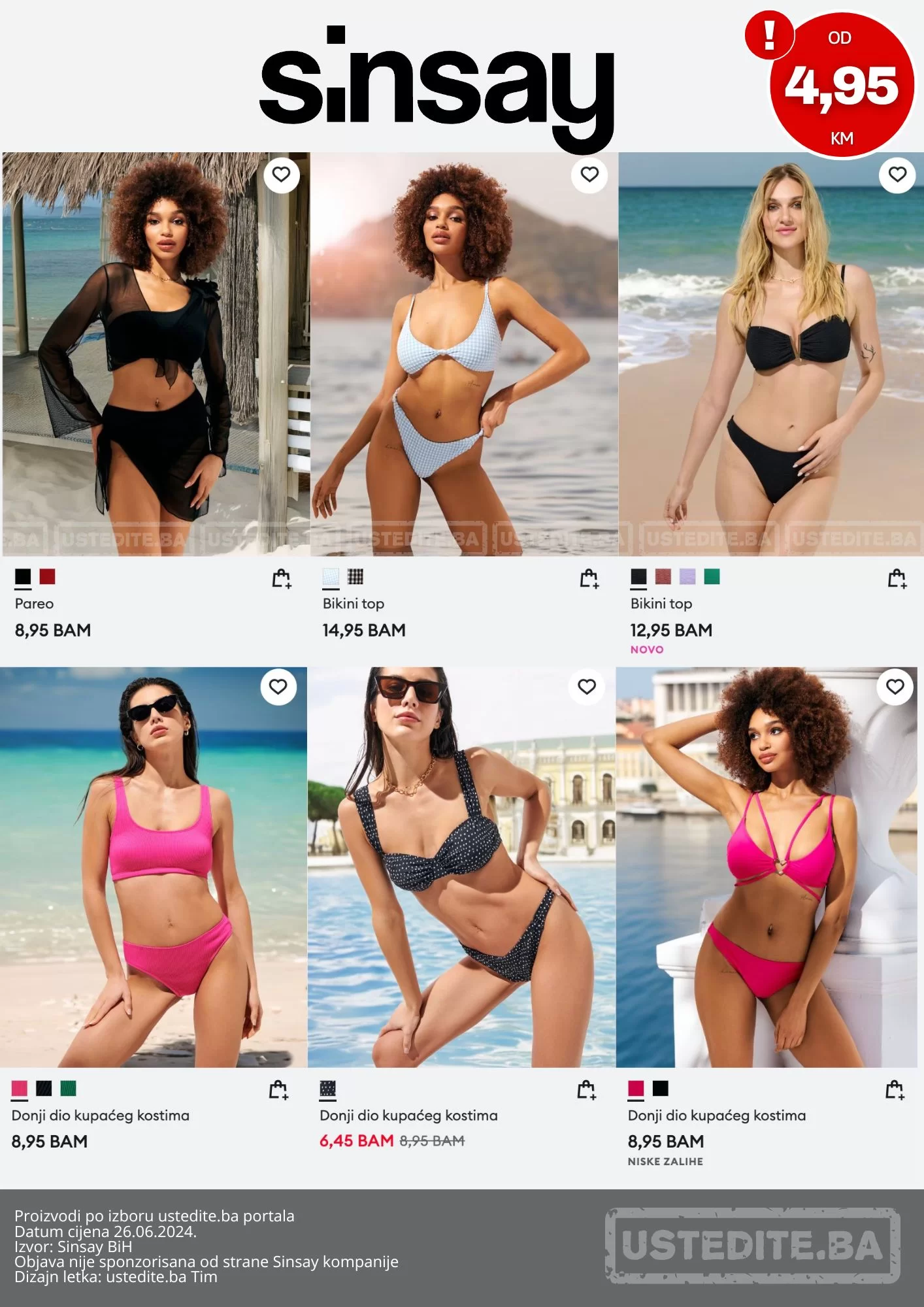 Sinsay KUPAĆI KOSTIMI već od 4,94 KM - juni 2024.