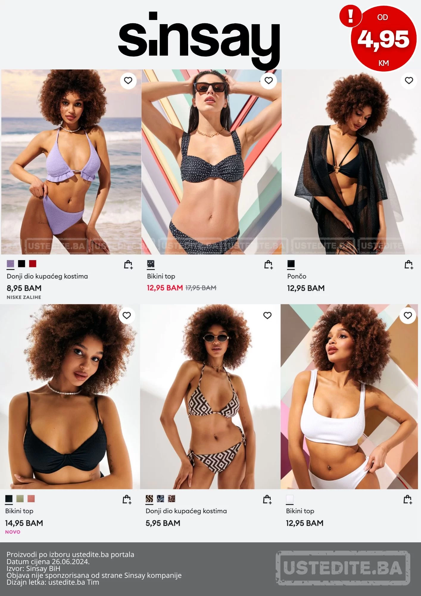 Sinsay KUPAĆI KOSTIMI već od 4,94 KM - juni 2024.