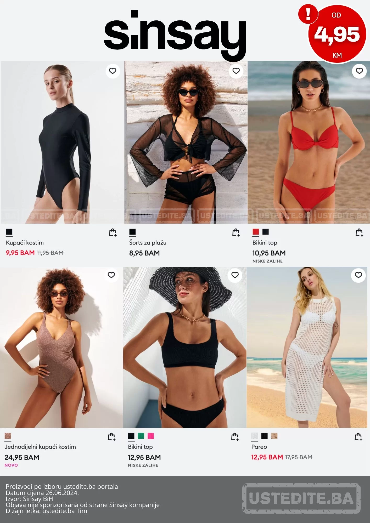 Sinsay KUPAĆI KOSTIMI već od 4,94 KM - juni 2024.