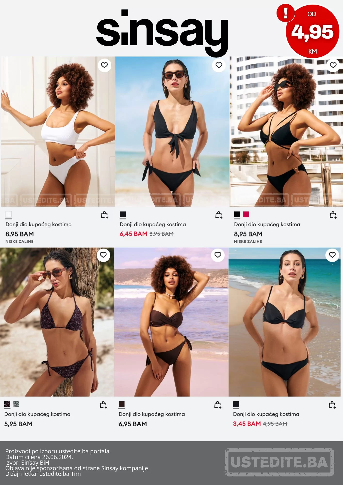 Sinsay KUPAĆI KOSTIMI već od 4,94 KM - juni 2024.