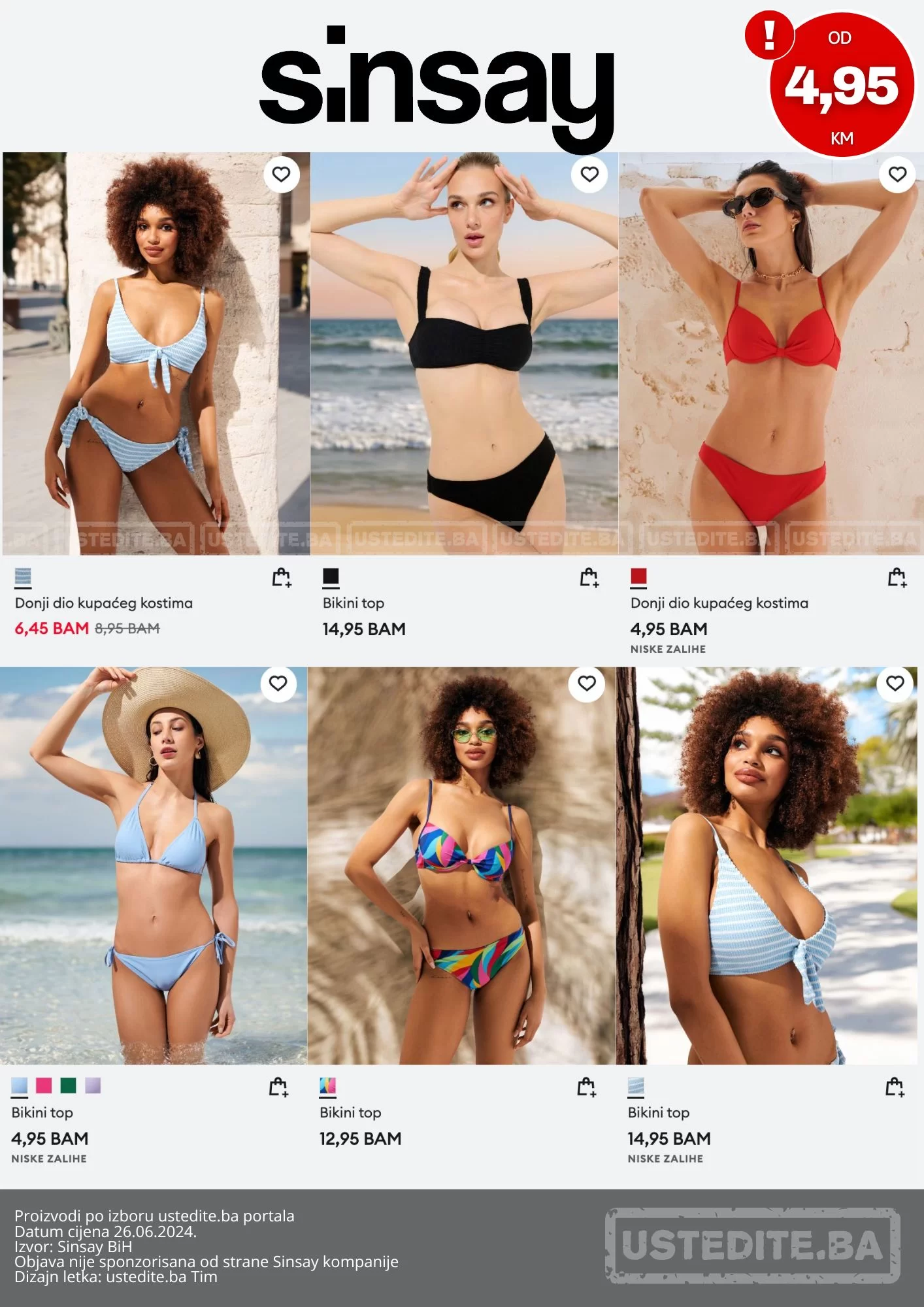 Sinsay KUPAĆI KOSTIMI već od 4,94 KM - juni 2024.