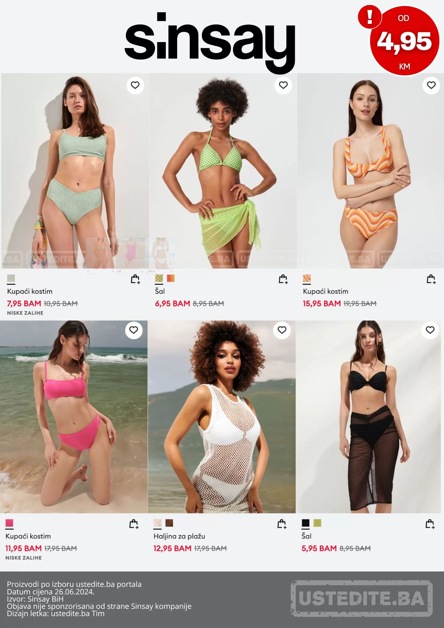 Sinsay KUPAĆI KOSTIMI već od 4,94 KM - juni 2024.
