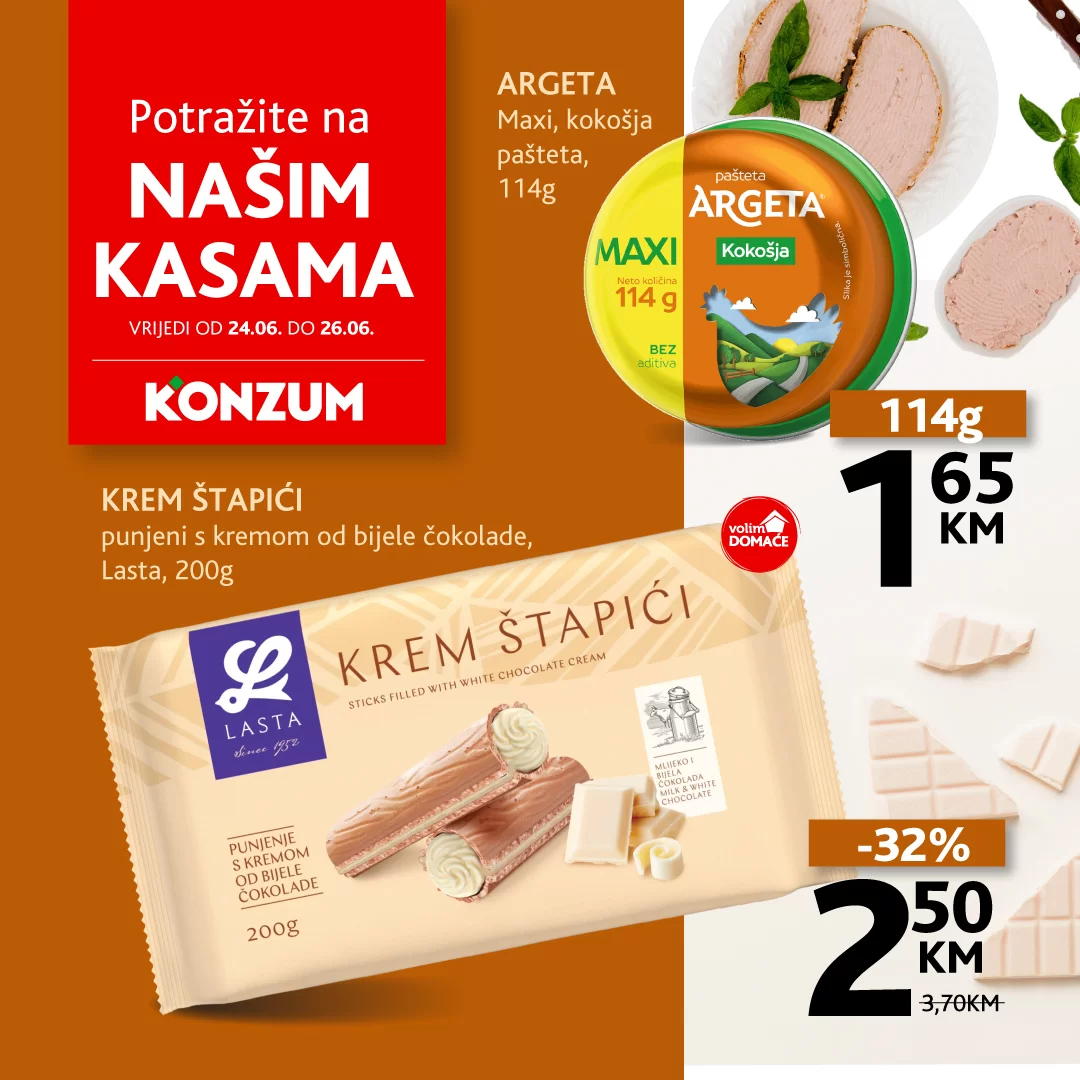 Konzum AKCIJA NA KASAMA 24-26.6.2024.