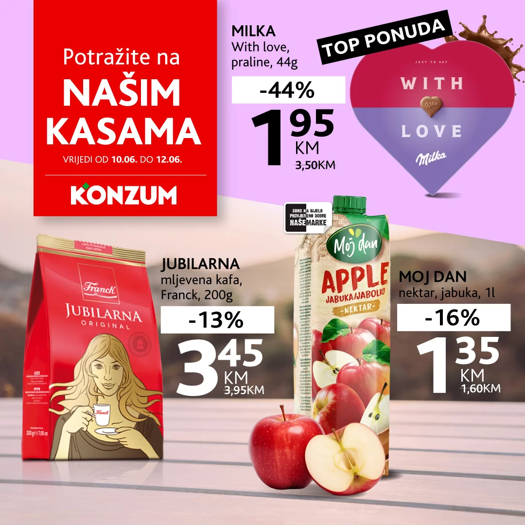 Konzum AKCIJA NA KASAMA 10-12.6.2024.