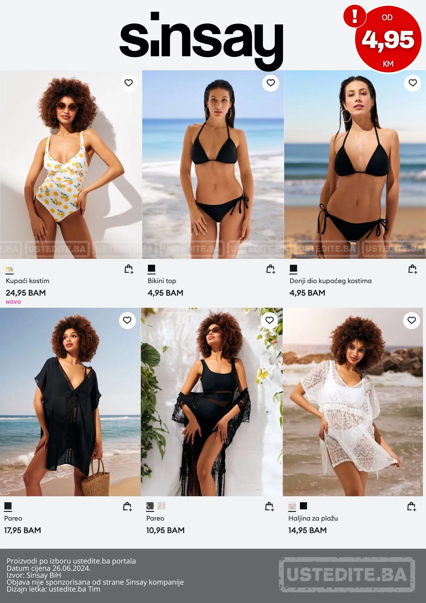 Sinsay KUPAĆI KOSTIMI već od 4,94 KM - juni 2024. 
