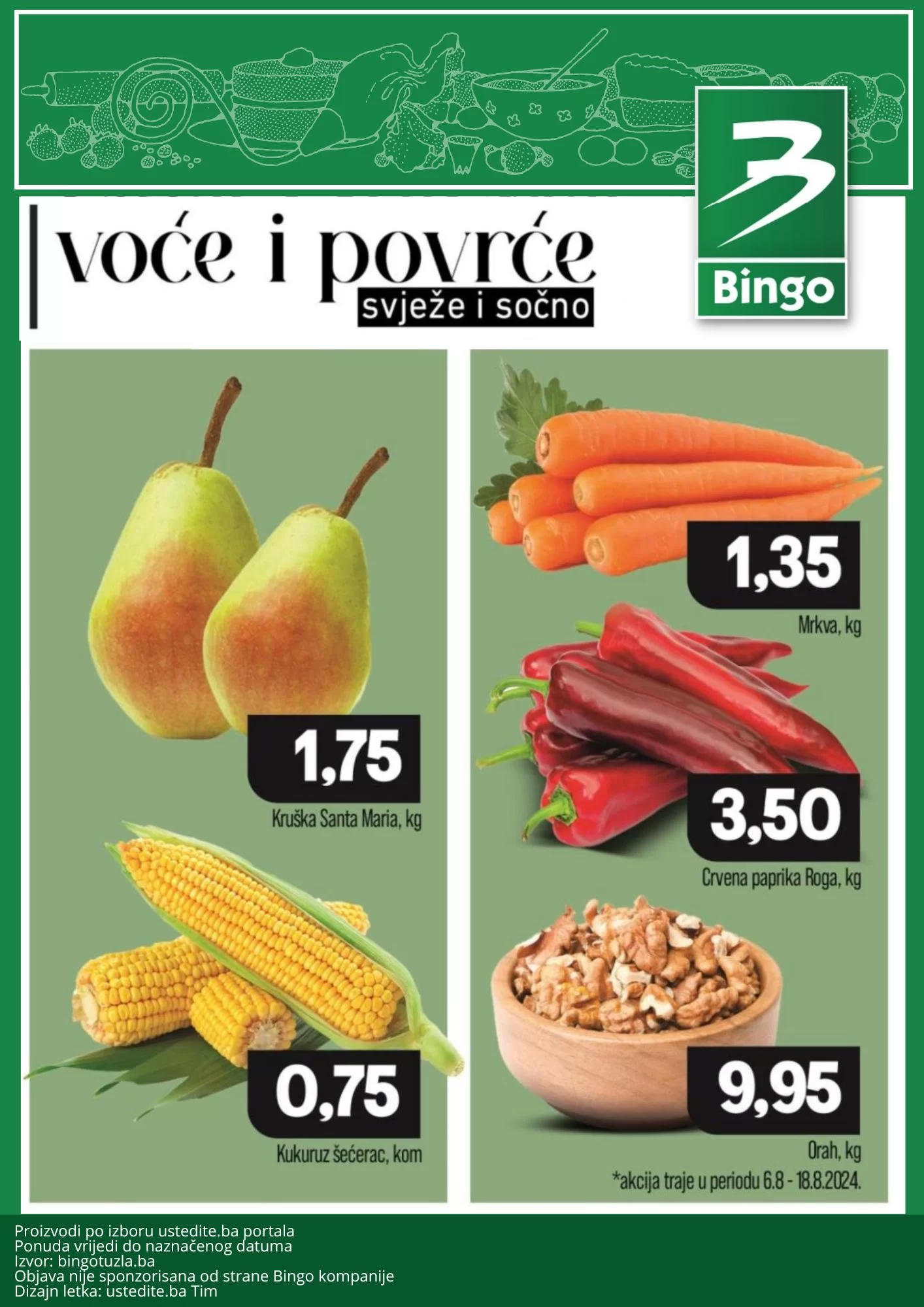 Bingo akcija VOĆE I POVRĆE 8-11.8.2024. 