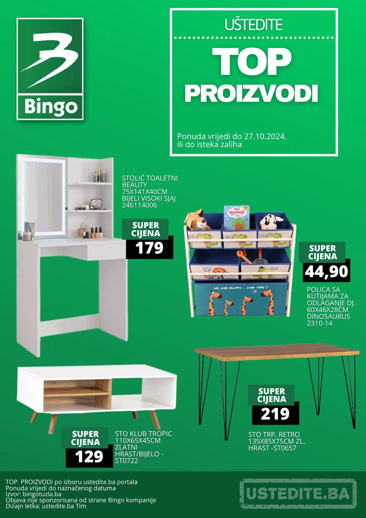 Bingo namještaj TOP PROIZVODI - sniženje do 27.10.2024.