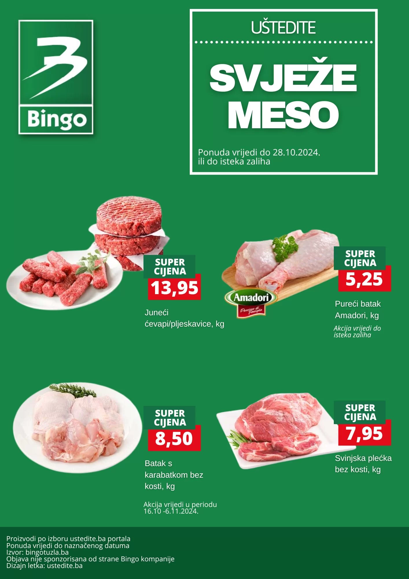 Bingo akcija MESNICA - sniženje do 28.10.2024.