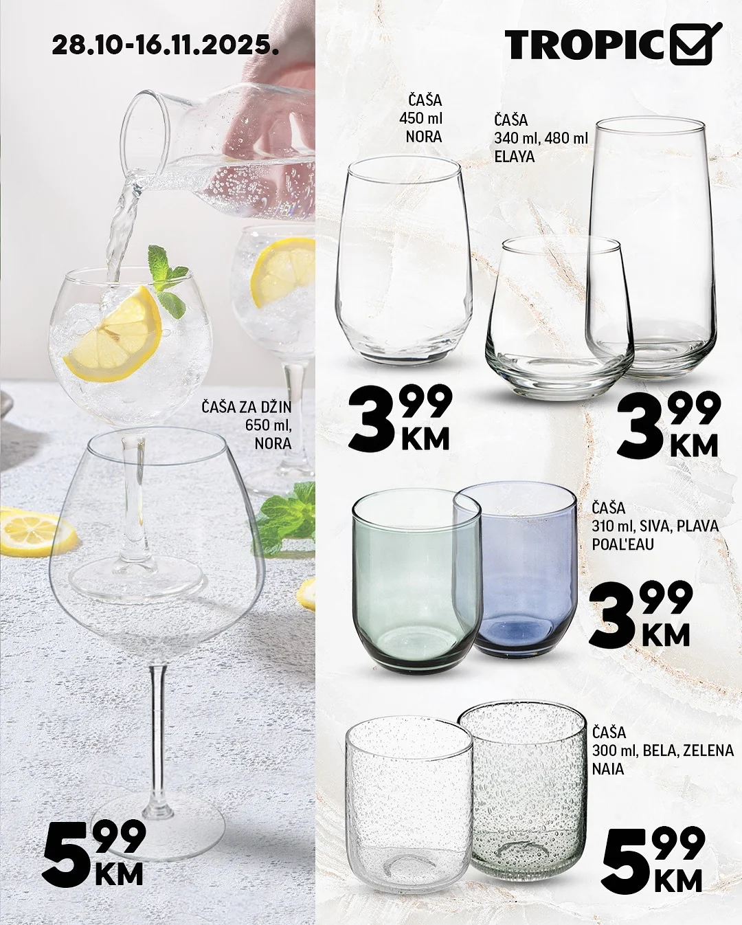Tropic akcija ČAŠE 4+2 GRATIS 28.10-16.11.2025.