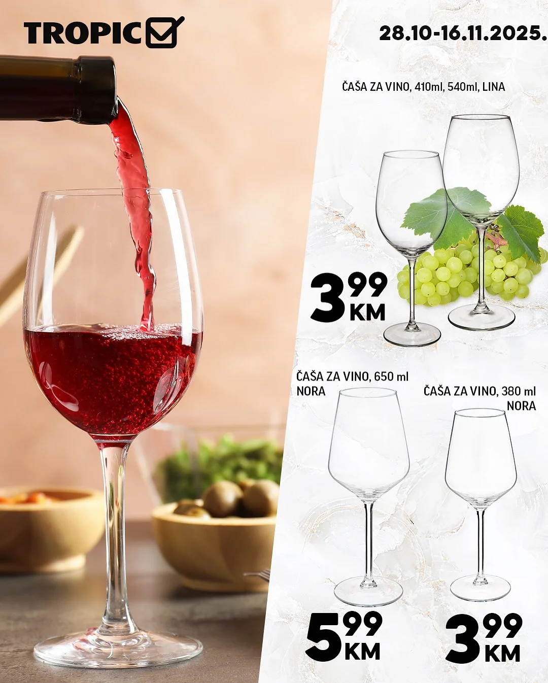 Tropic akcija ČAŠE 4+2 GRATIS 28.10-16.11.2025.