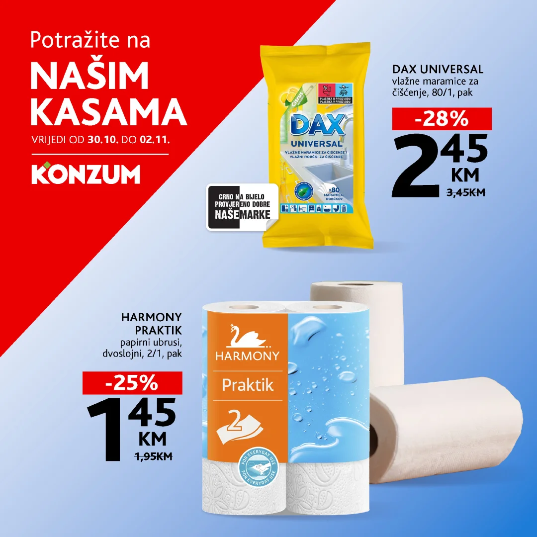 Konzum AKCIJA NA KASAMA 30.10-2.11.2025.