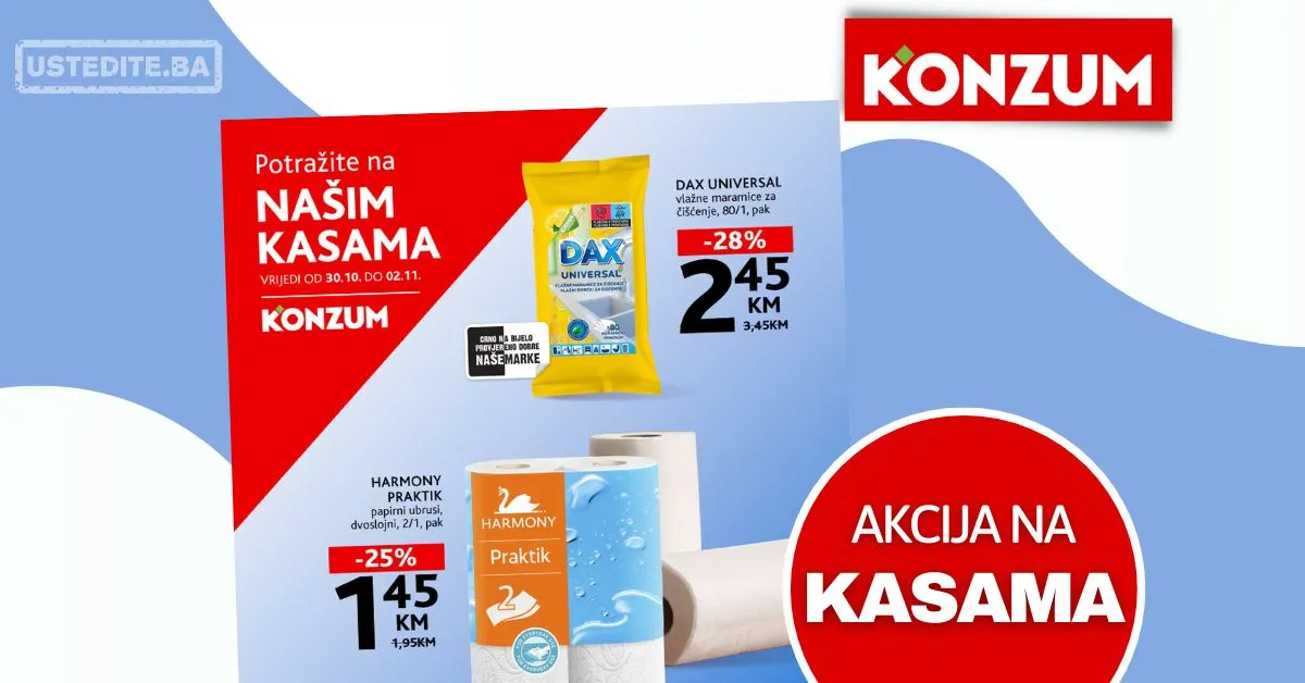 Konzum AKCIJA NA KASAMA 30.10-2.11.2025.