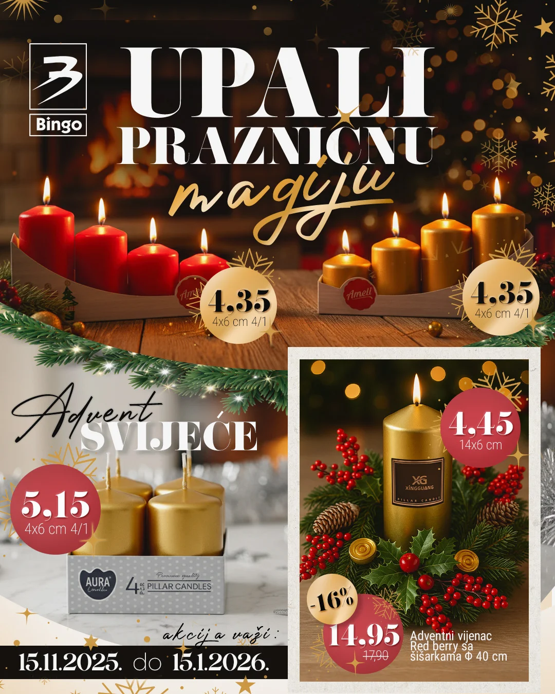 Bingo katalog Advent svijeće i novogodišnji vijenci 15.11.2025–15.1.2026.