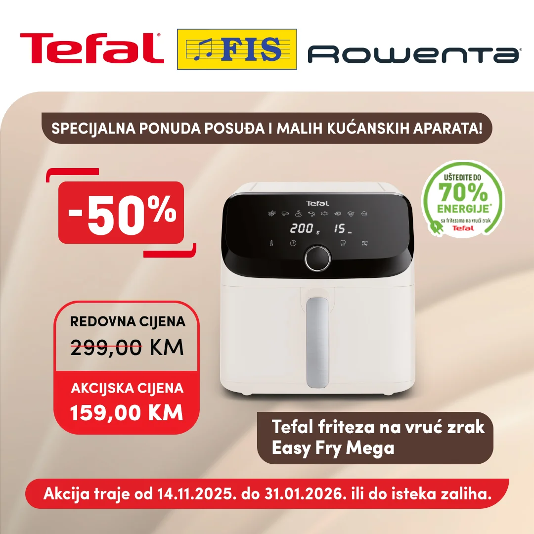 Fis TEFAL & ROWENTA akcija – Popusti do 50% do 31.1.2026.