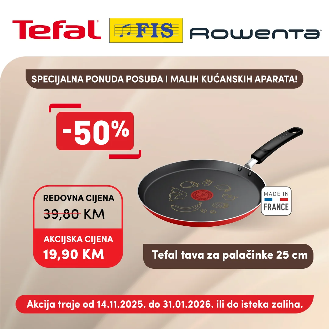 Fis TEFAL & ROWENTA akcija – Popusti do 50% do 31.1.2026.