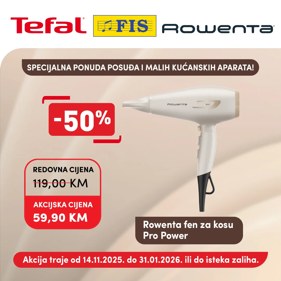 Fis TEFAL & ROWENTA akcija – Popusti do 50% do 31.1.2026.
