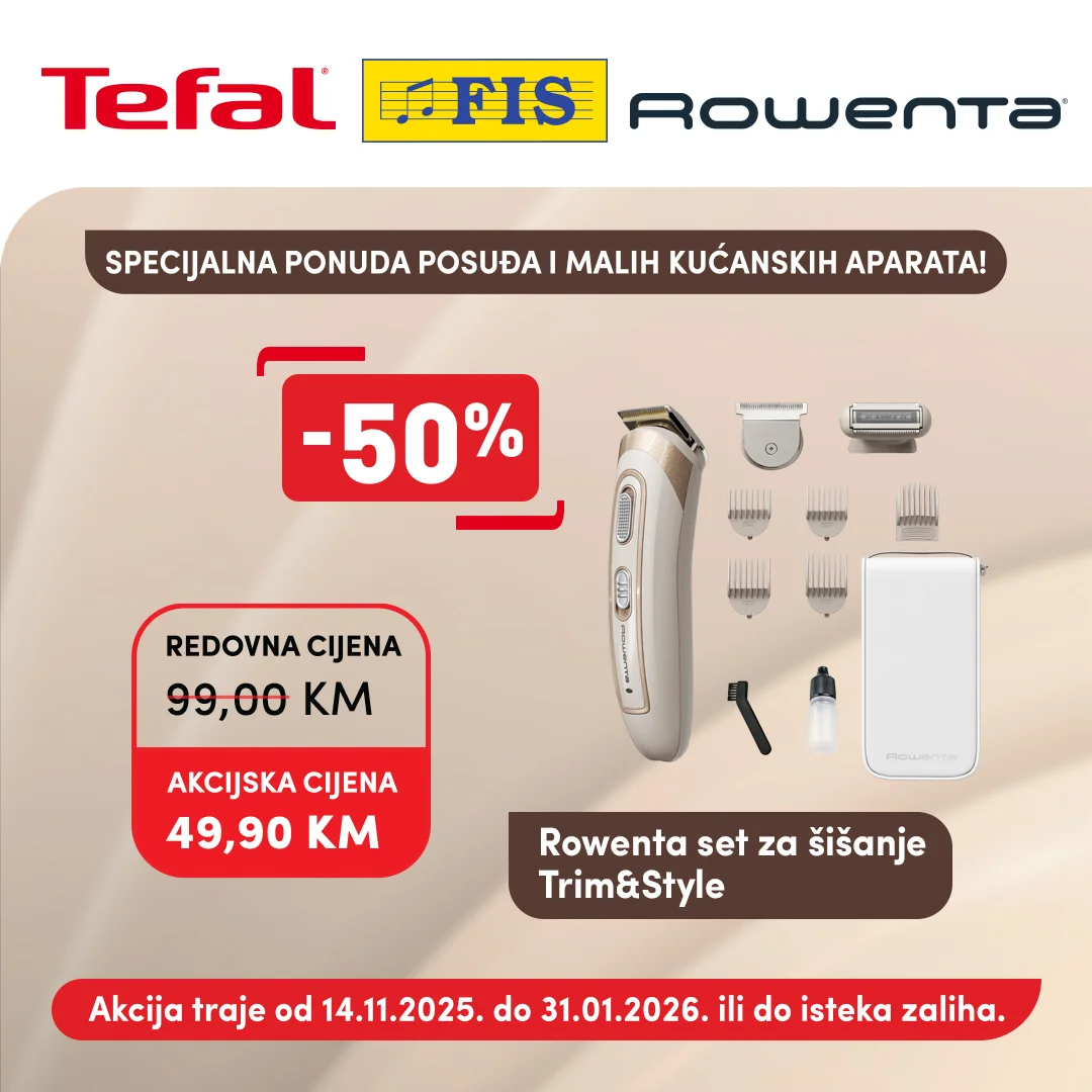 Fis TEFAL & ROWENTA akcija – Popusti do 50% do 31.1.2026.