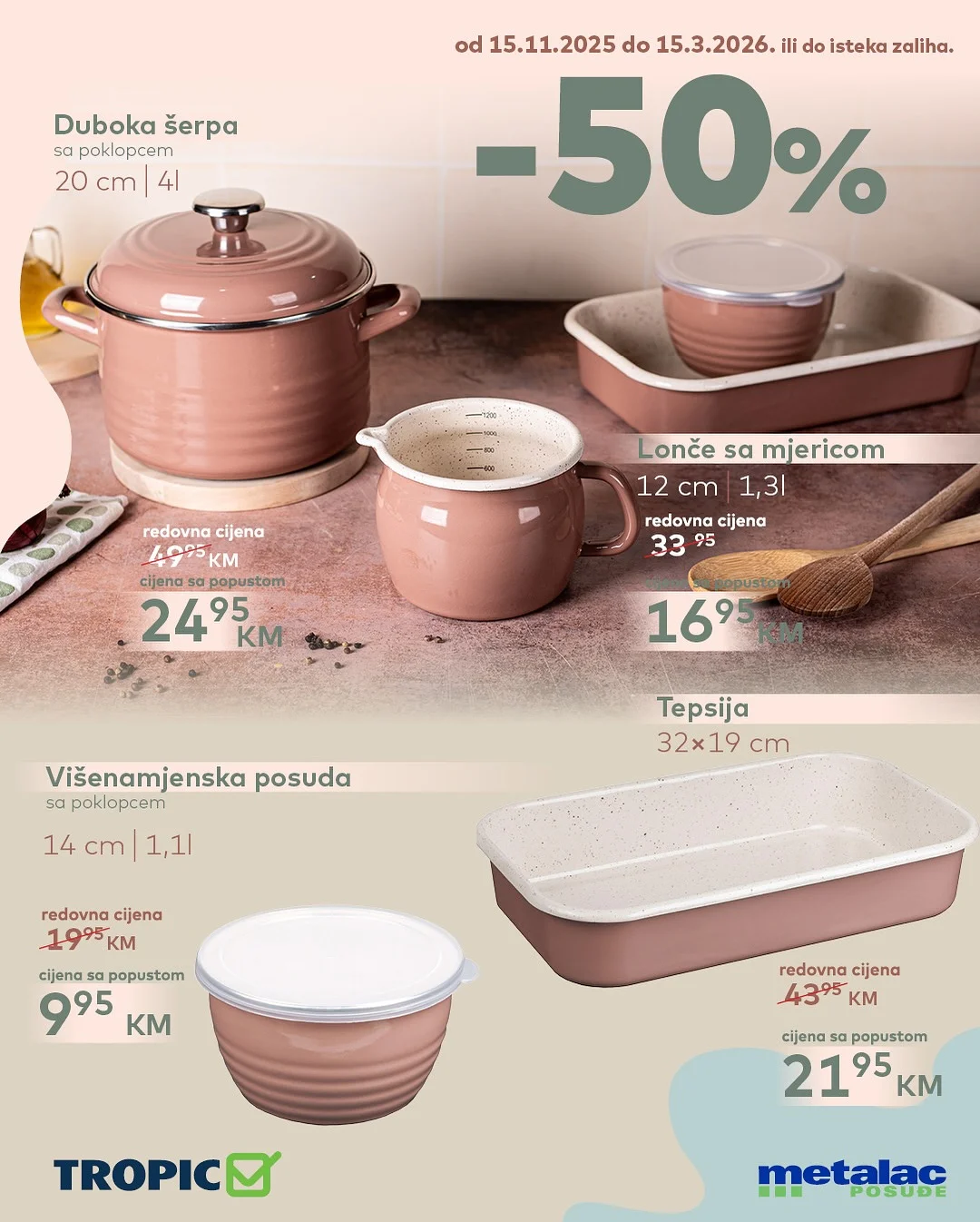 Tropic posuđe Pastello - SNIŽENJE 50% 15.11.2025–15.3.2026.