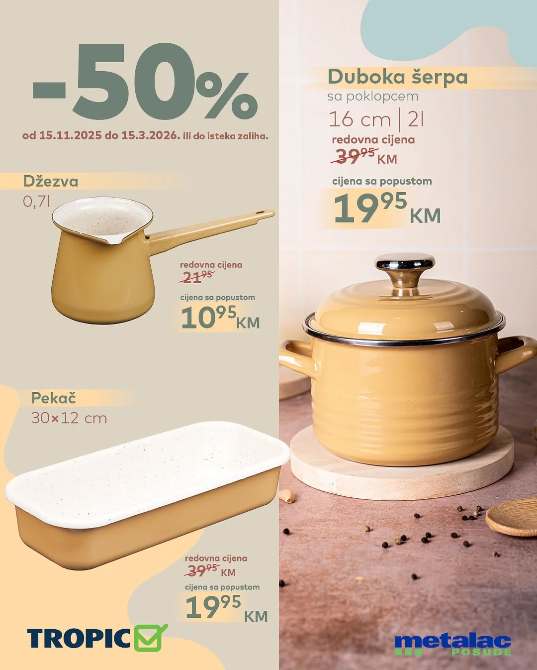 Tropic posuđe Pastello - SNIŽENJE 50% 15.11.2025–15.3.2026.