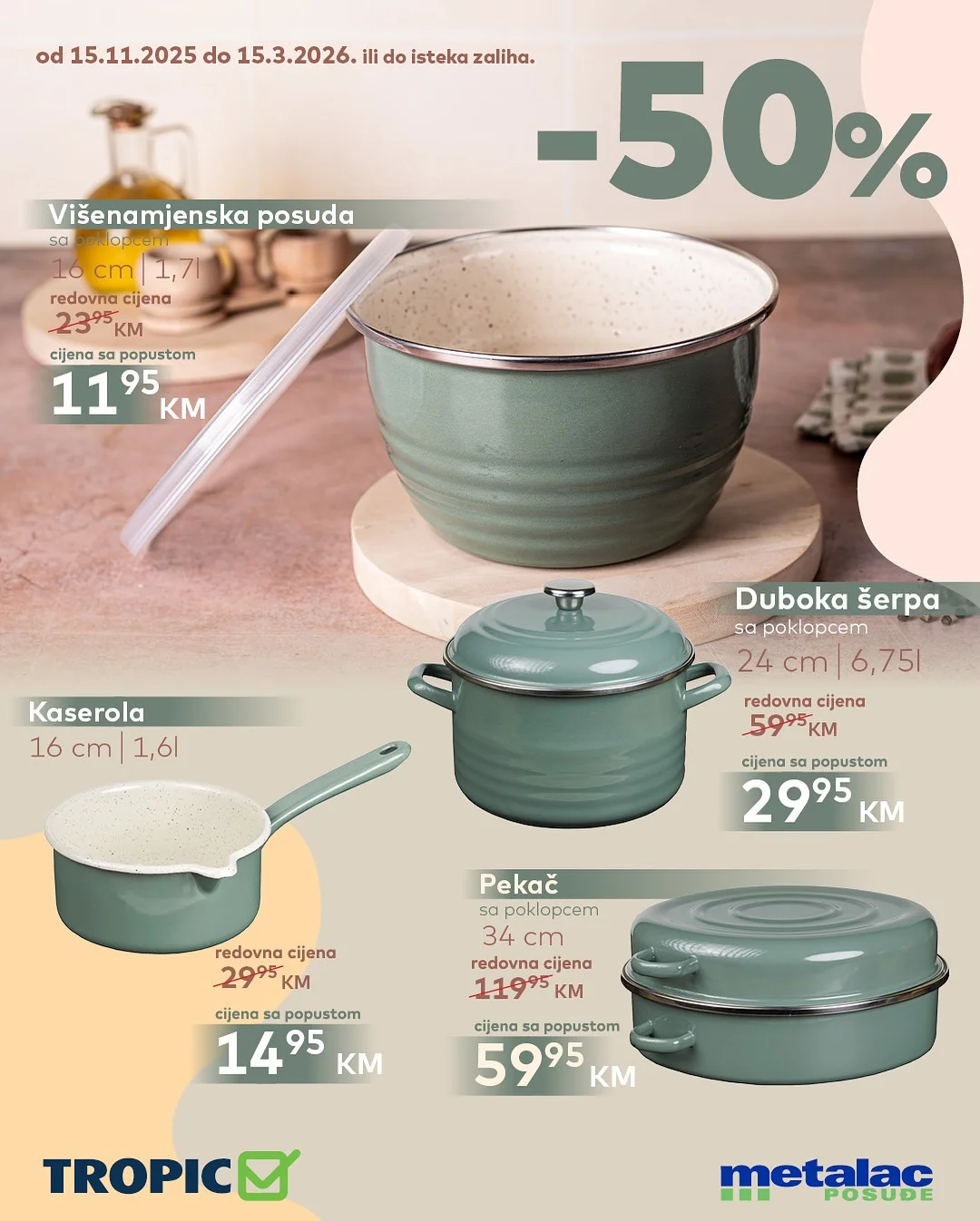 Tropic posuđe Pastello - SNIŽENJE 50% 15.11.2025–15.3.2026.