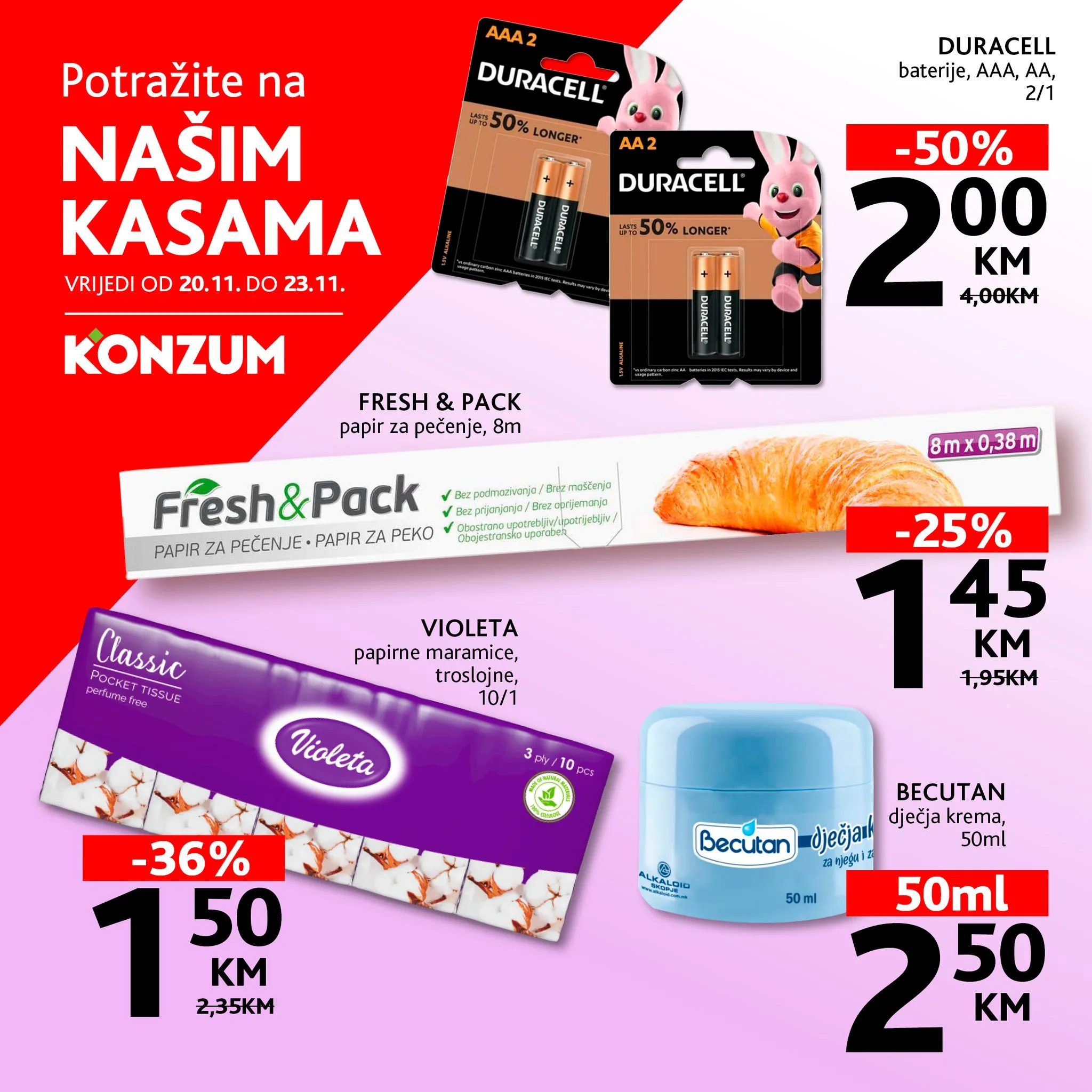Konzum AKCIJA NA KASAMA 20-23.11.2025.