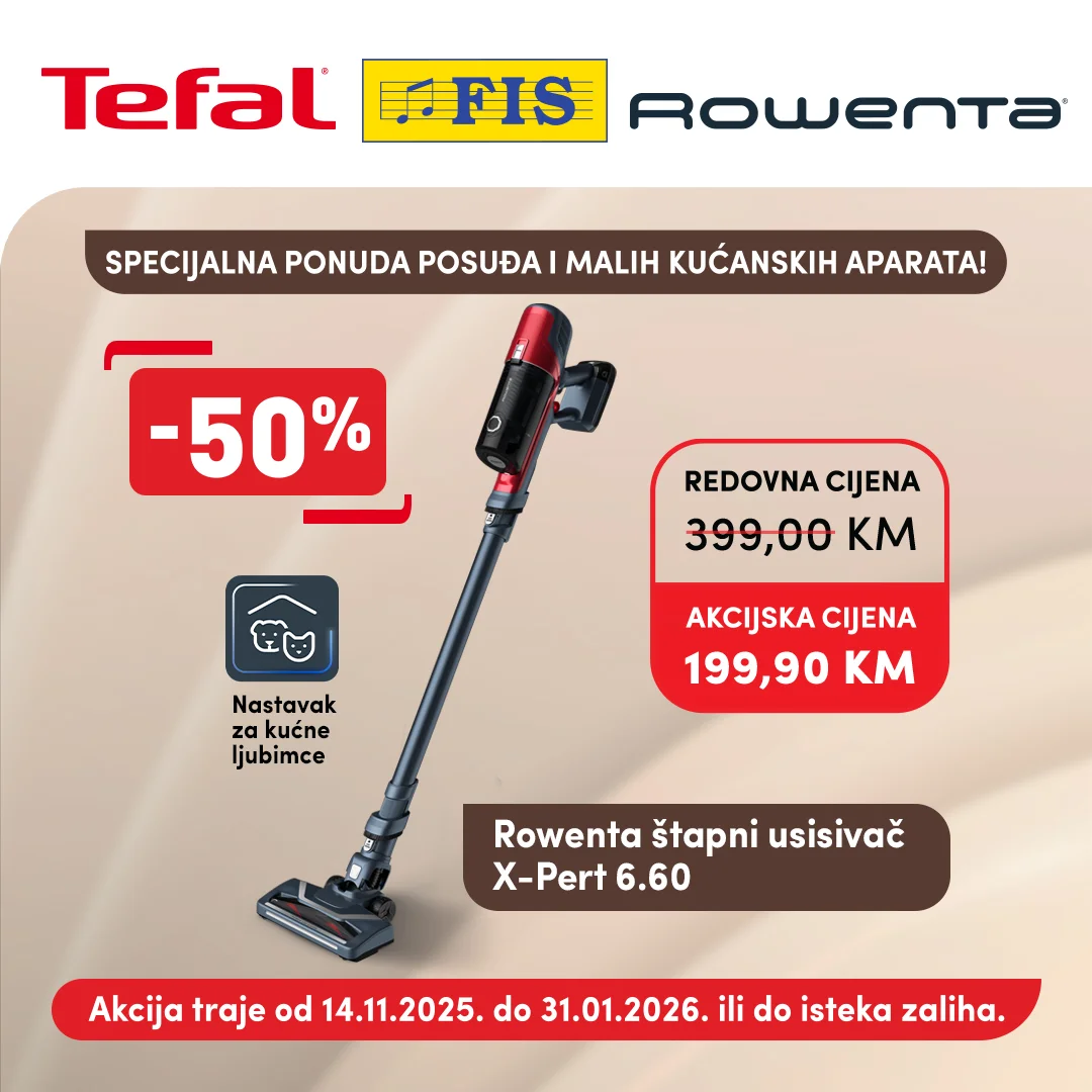 Fis TEFAL & ROWENTA akcija – Popusti do 50% do 31.1.2026.