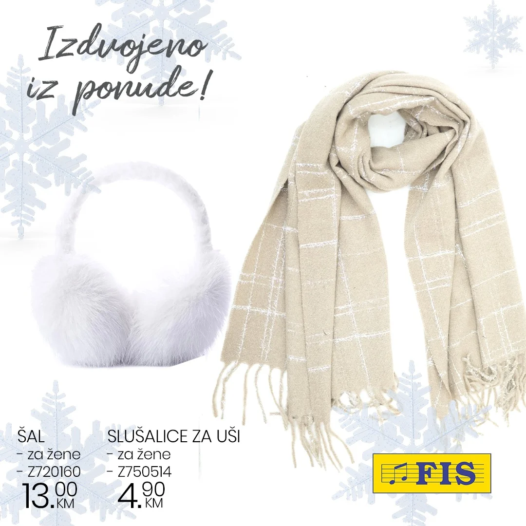 Fis zimska ponuda – šalovi, kape i rukavice po super cijenama novembar 2025.