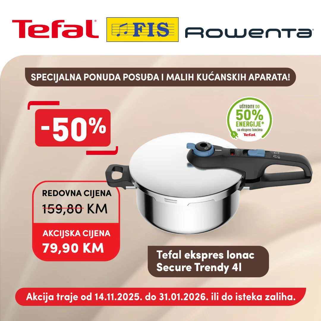 Fis TEFAL & ROWENTA akcija – Popusti do 50% do 31.1.2026.