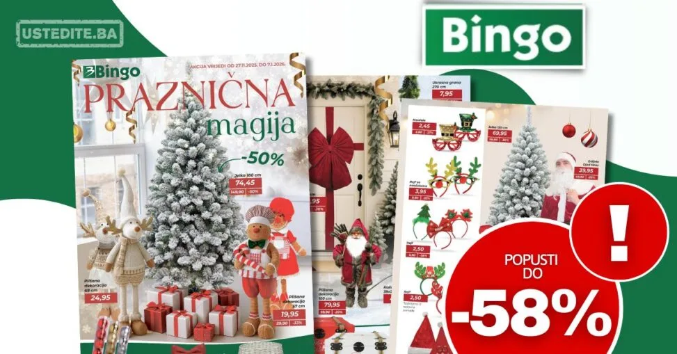 Bingo katalog Praznična magija – novogodišnji ukrasi i jelke 27.11.2025–7.1.2026.
