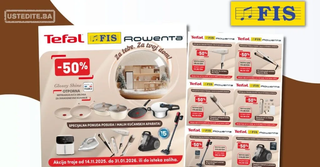 Fis TEFAL & ROWENTA akcija – Popusti do 50% do 31.1.2026.