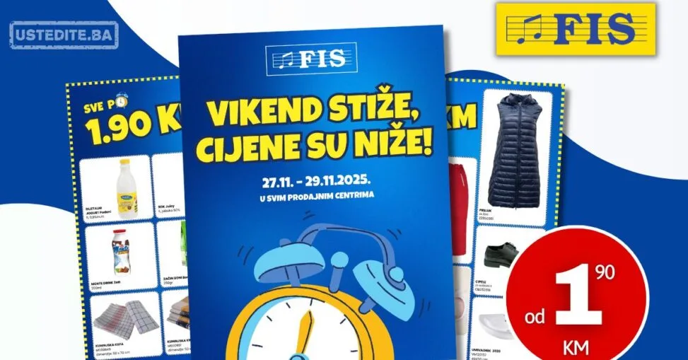 Fis akcija VEĆ OD 1,90 KM 27-29.11.2025.