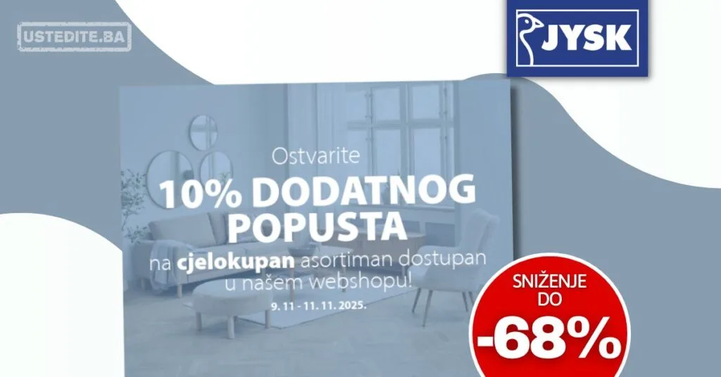 JYSK dodatni popust na SVE 9–11.11.2025.