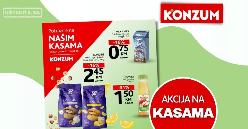 Konzum AKCIJA NA KASAMA 3-5.11.2025.