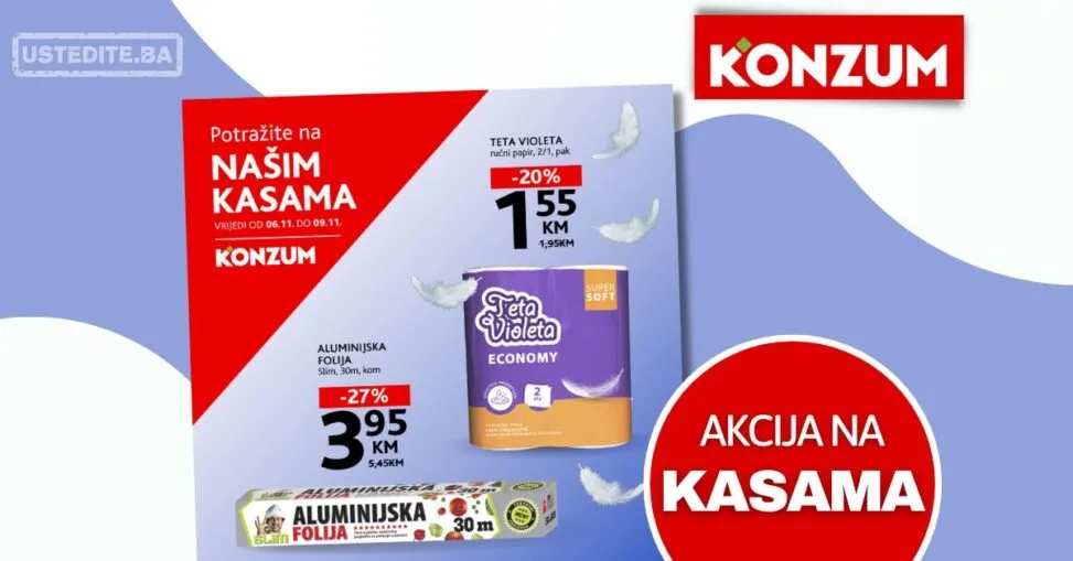 Konzum AKCIJA NA KASAMA 6-9.11.2025.