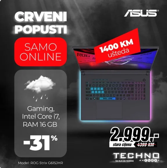 Techno Shop CRVENI POPUSTI do 1400 KM - novembar 2025.