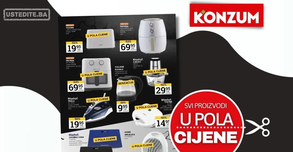 Konzum akcija SVE U POLA CIJENE 26.11-1.12.2025.