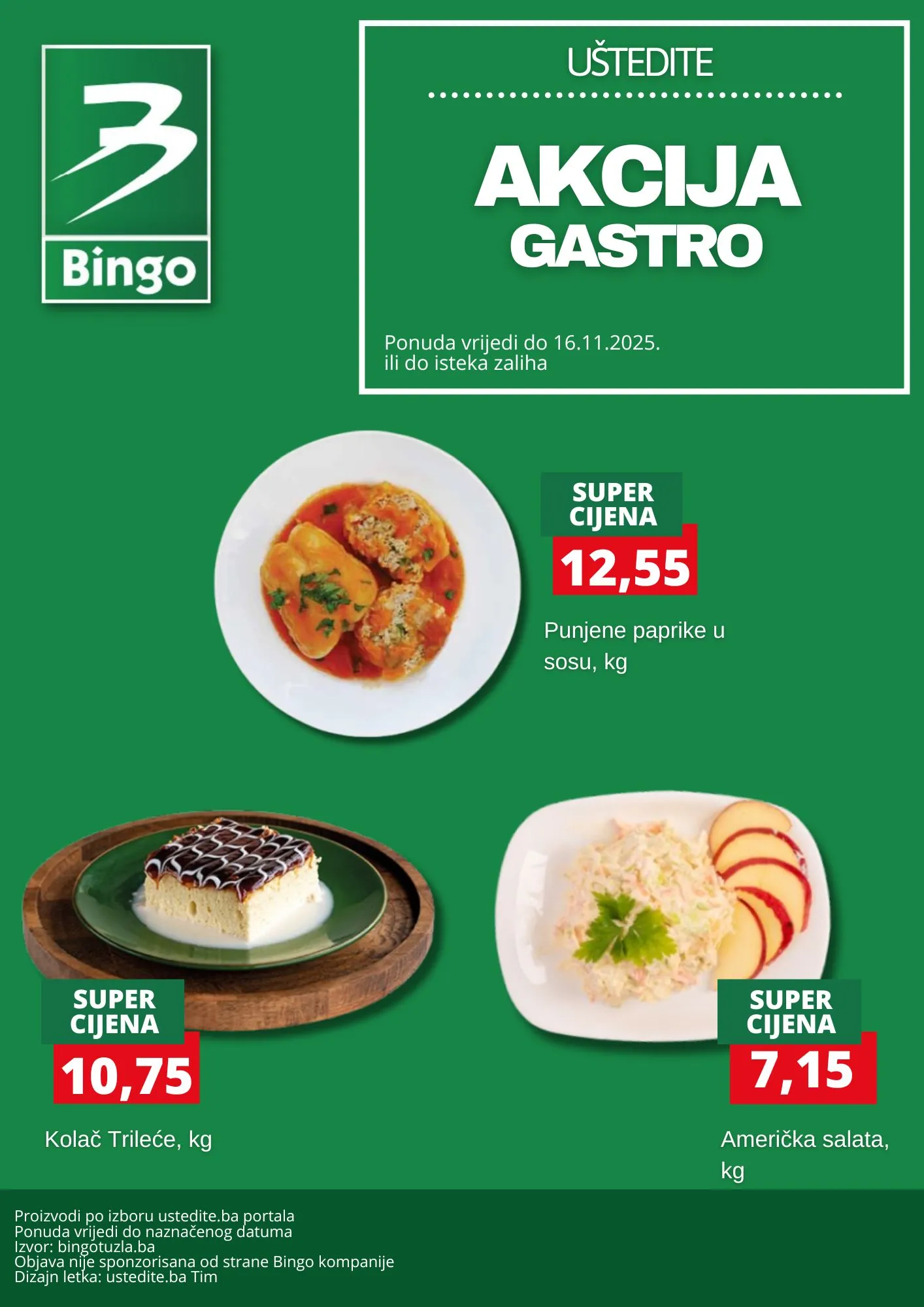 Bingo akcija GASTRO PONUDA - sniženje do 16.11.2025. 