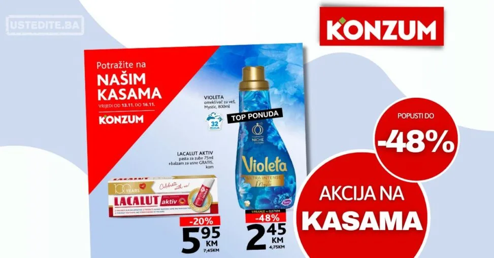 Konzum AKCIJA NA KASAMA 13-16.11.2025.