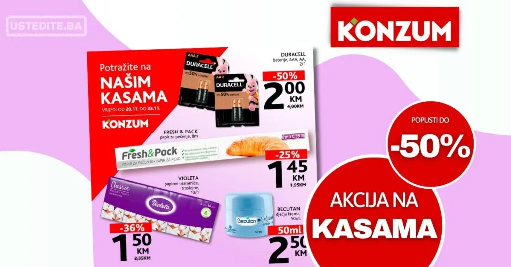 Konzum AKCIJA NA KASAMA 20-23.11.2025.
