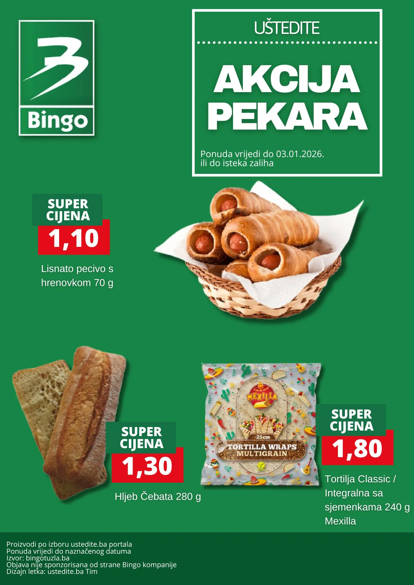 Bingo akcija PEKARA - sniženje do 3.1.2026.