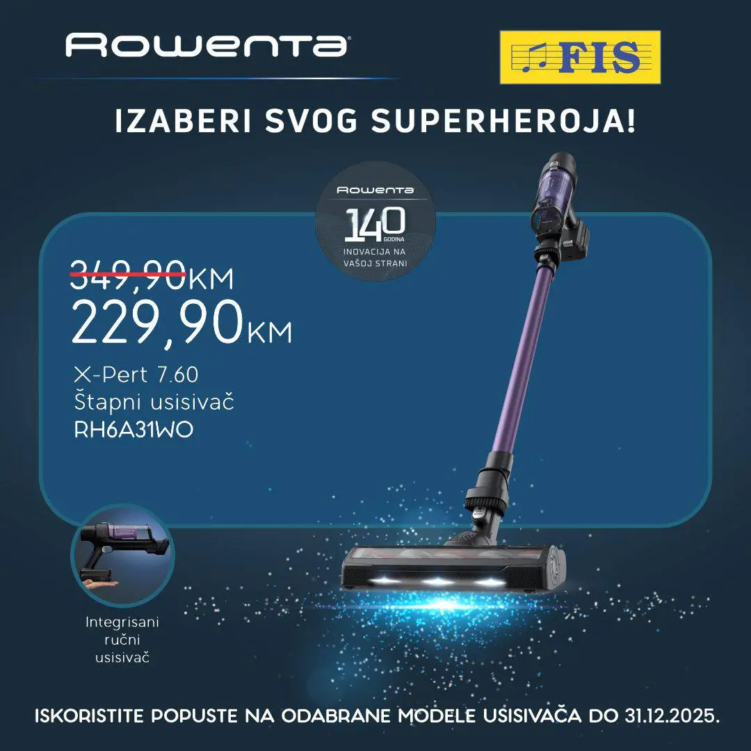 Fis akcija - ROWENTA USISIVAČI sniženje do 31.12.2025.