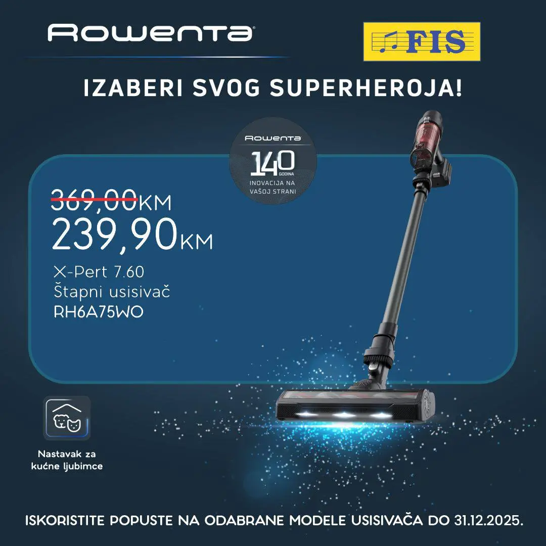 Fis akcija - ROWENTA USISIVAČI sniženje do 31.12.2025.