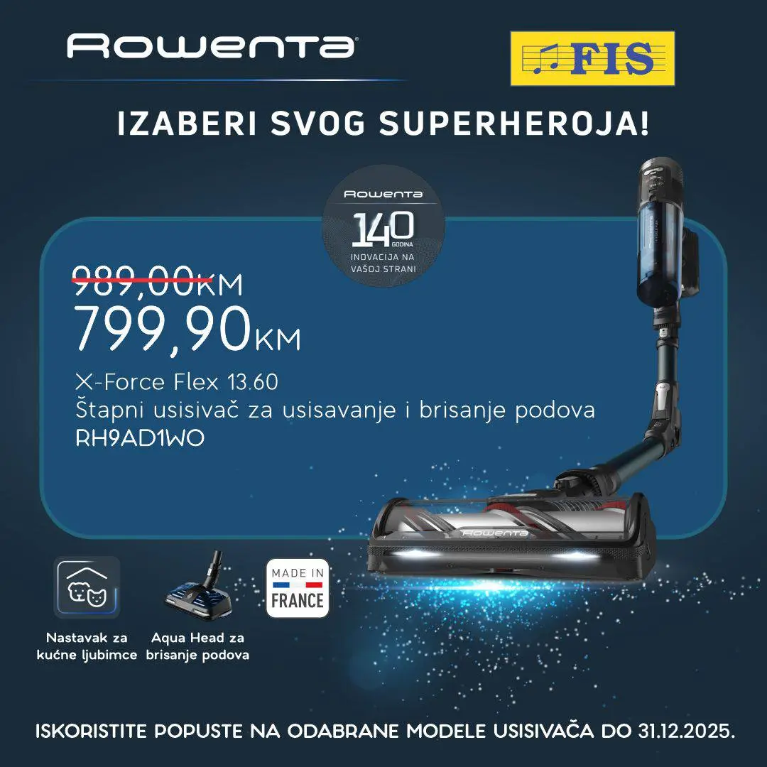 Fis akcija - ROWENTA USISIVAČI sniženje do 31.12.2025.