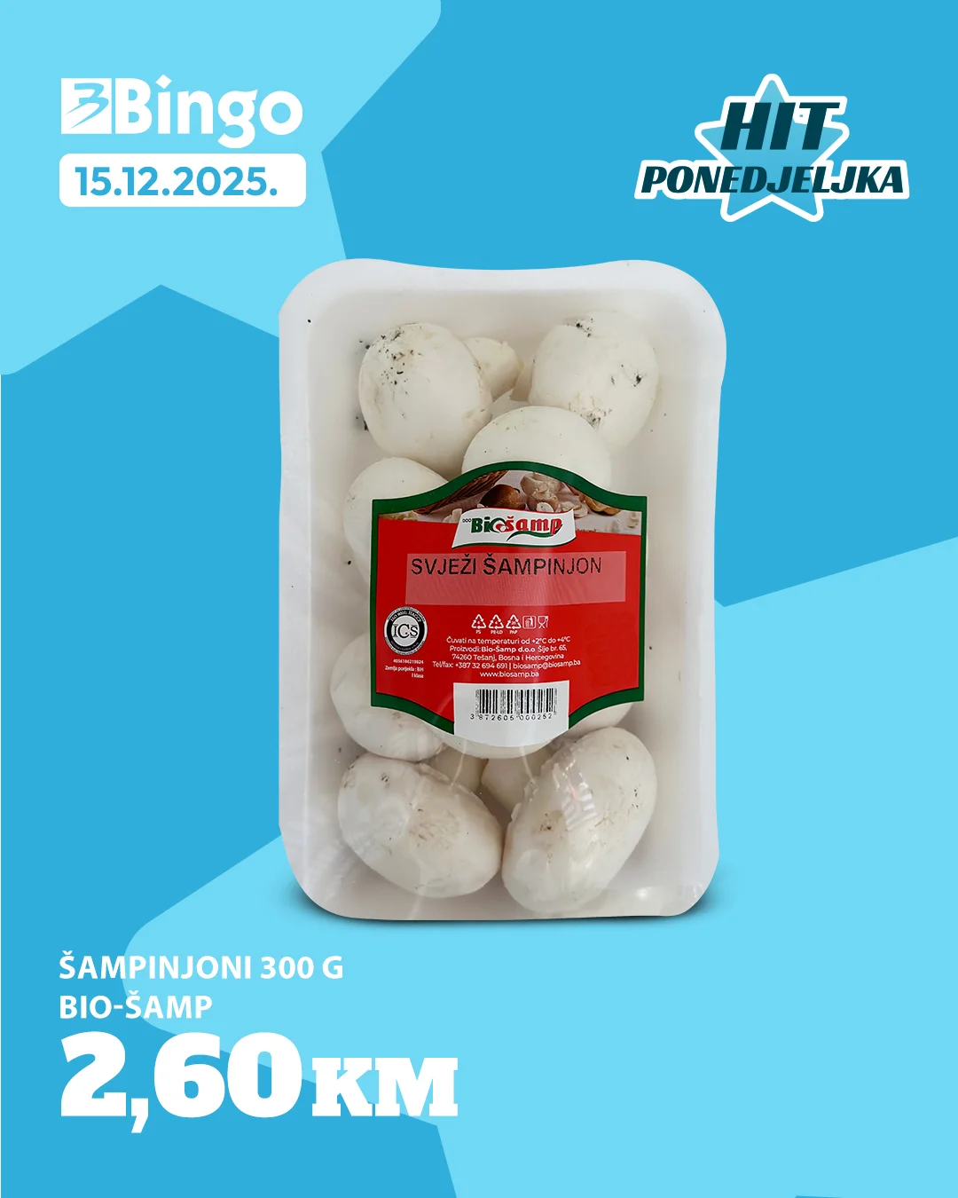 Bingo CIJENA DANA 15.12.2025.