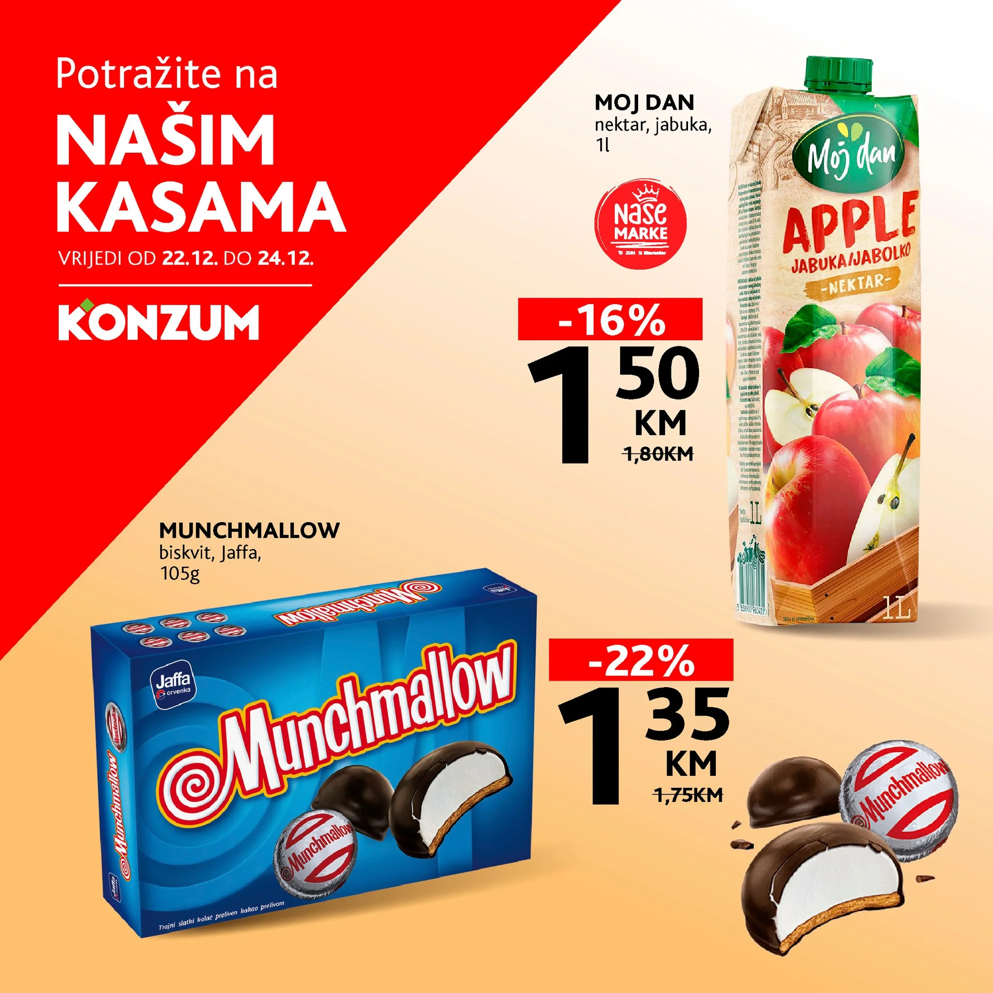 Konzum AKCIJA NA KASAMA 22-24.12.2025.