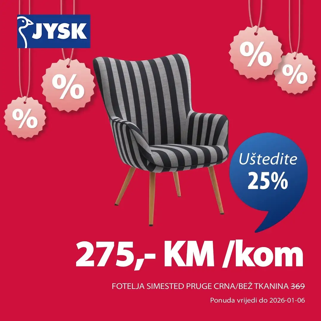 Jysk SUPER SNIŽENJE do 6.1.2026.