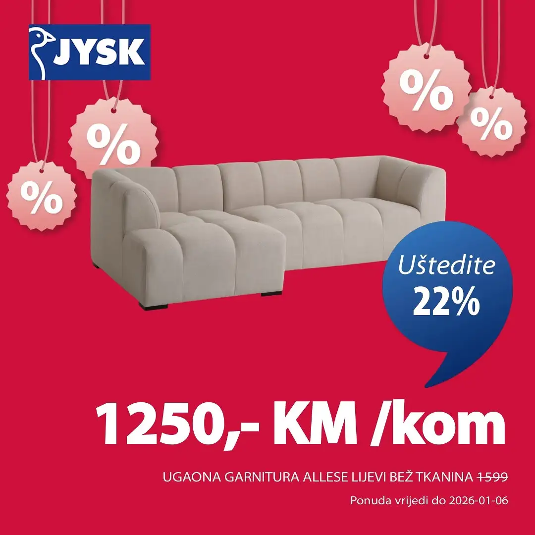 Jysk SUPER SNIŽENJE do 6.1.2026.