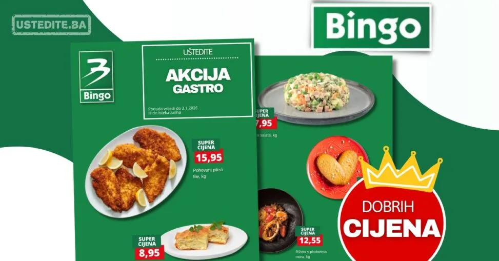 Bingo akcija GASTRO PONUDA - sniženje do 6.1.2026.
