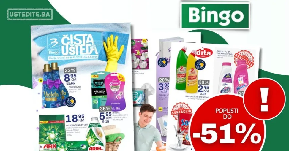 Bingo akcija ČISTA UŠTEDA - sniženje do 4.1.2026.